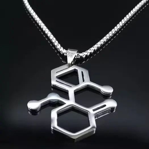 Jewelry Ketamine Molecule Chain K Silver Science Jewelry Necklace Size ONE SIZE - 3 Thumbnail