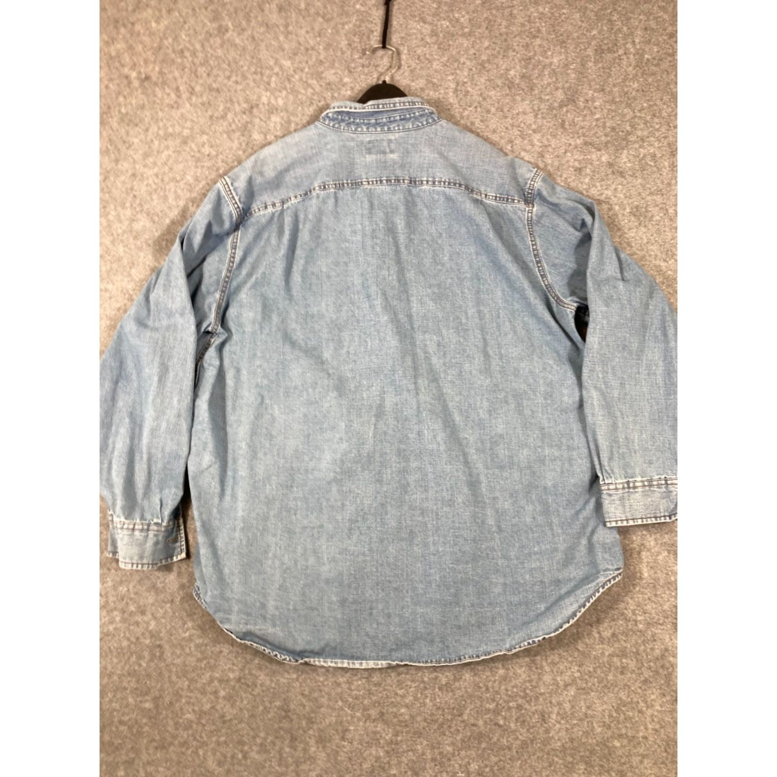 Denime C.E. Schmidt Workwear Button Down Shirt Mens 2XLT Blue Denim Long Sleeve Pockets Size US XXL / EU 58 / 5 - 6 Thumbnail