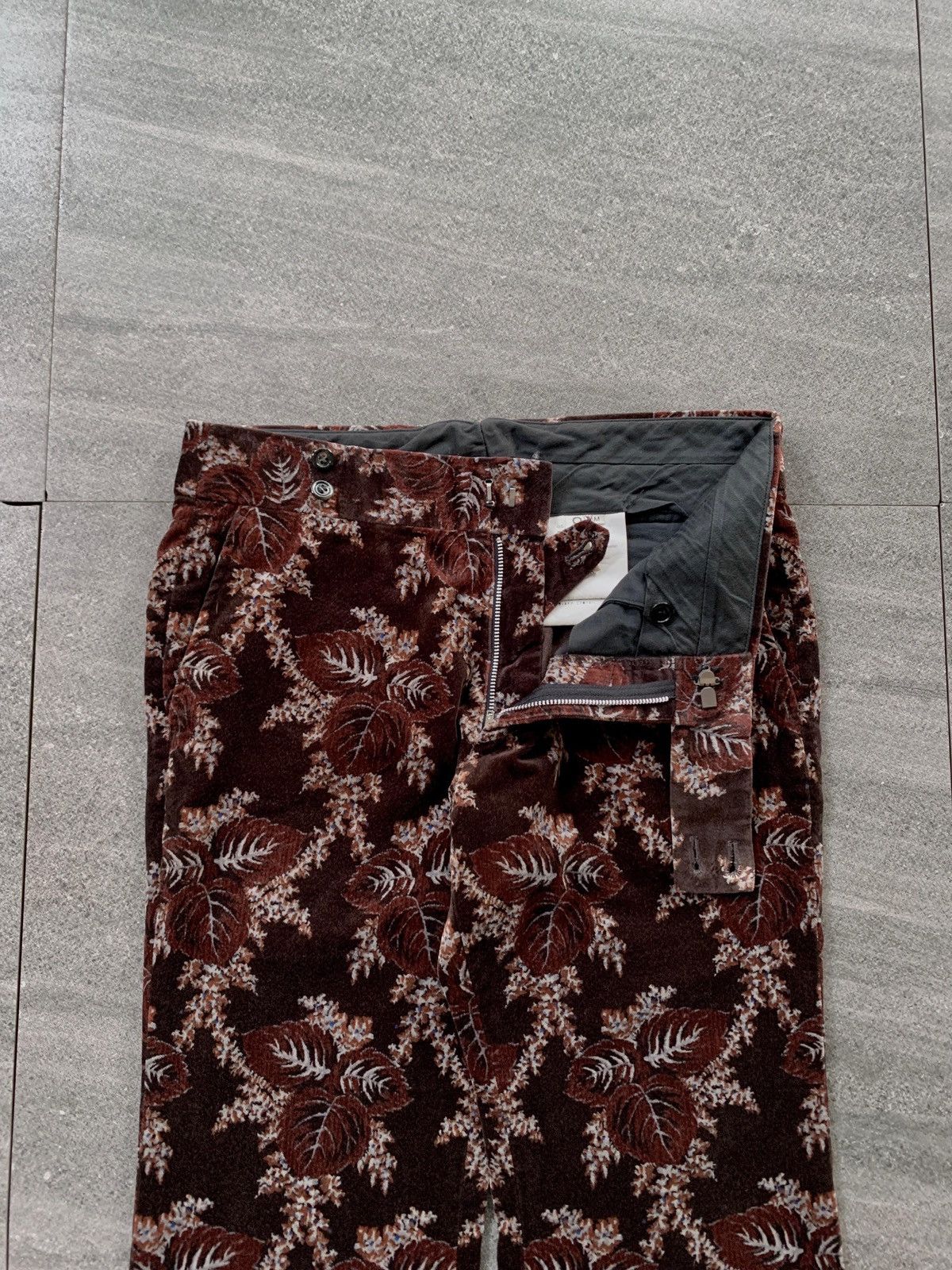Comme des Garcons FREE TAX! 2001 Floral Velvet Patterned Flared Trousers Size US 29 - 3 Thumbnail