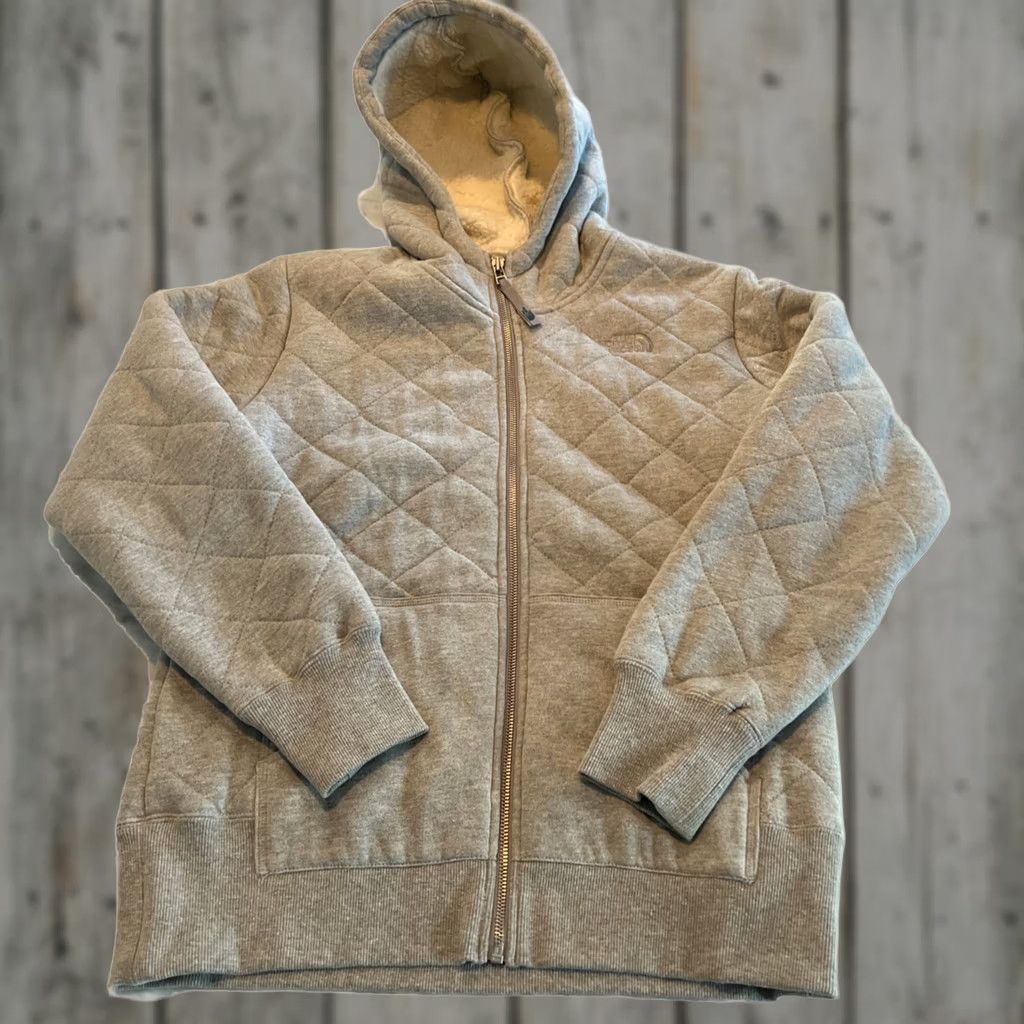 The North Face The North Face Jacket Women’s M Hooded Full Zip Sherpa Lined Quilt Argyle/Diamond Pattern Gray Mid-Length Windows? Size M / US 6-8 / IT 42-44 - 1 Thumbnail