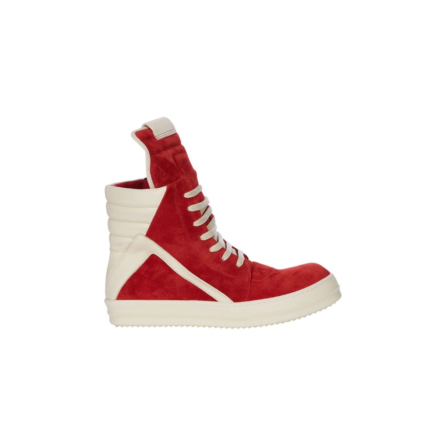 Rick Owens Rick Owens SS21 Red and Milk Geobasket Sneakers | Grailed