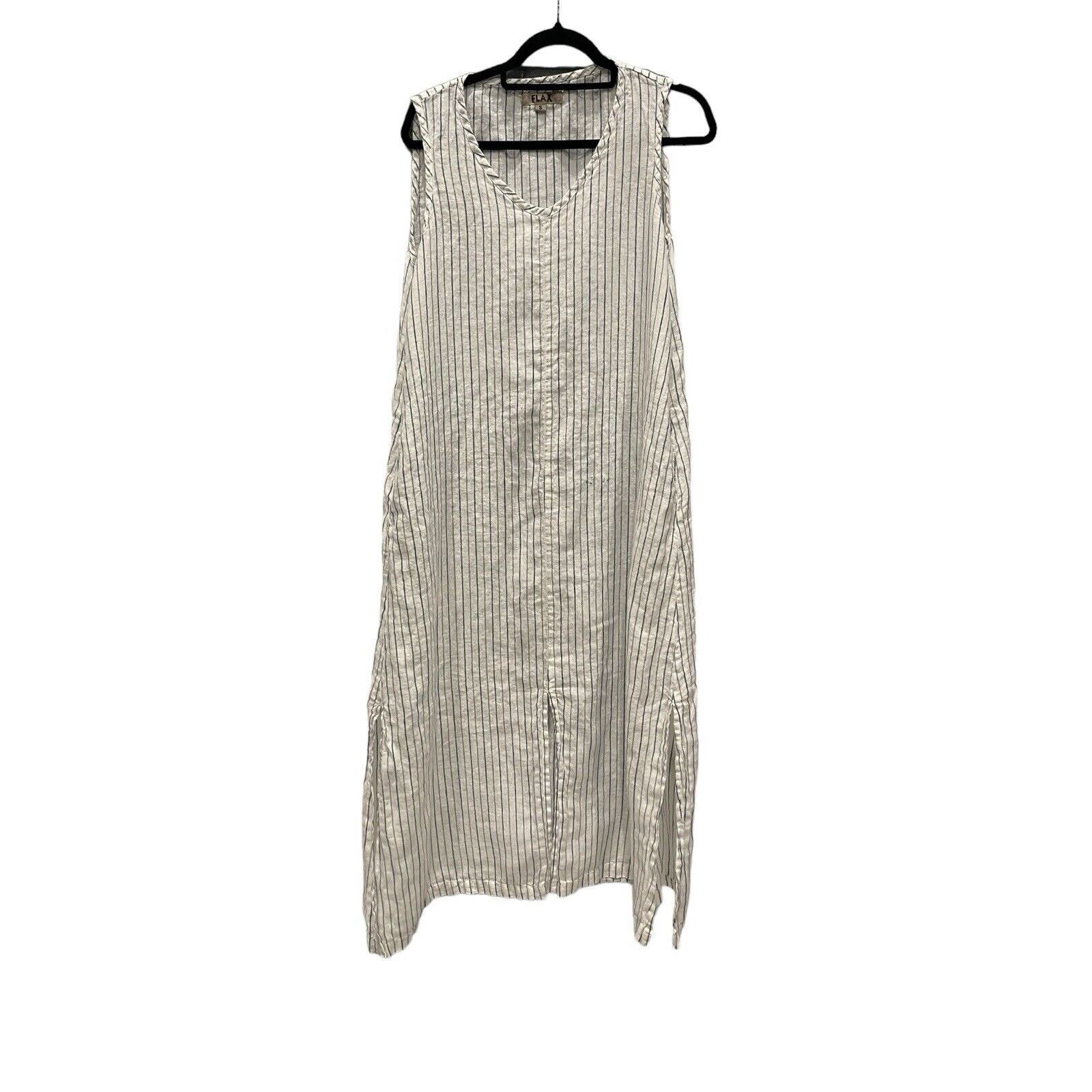 FLAX FLAX Designs LINEN Open Dress PAPAYA STRIPE size: S Size S / US 4 / IT 40 - 1 Thumbnail
