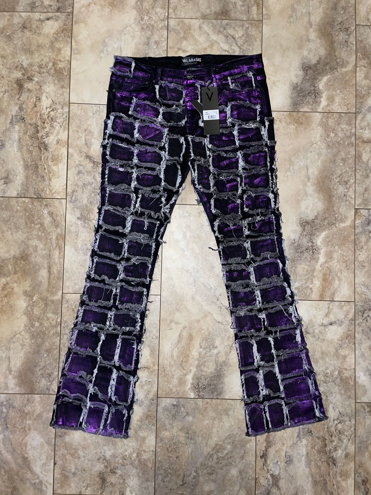 Image of Valabasas Jeans Future Skinny Purple Waxed Size 36, Men's