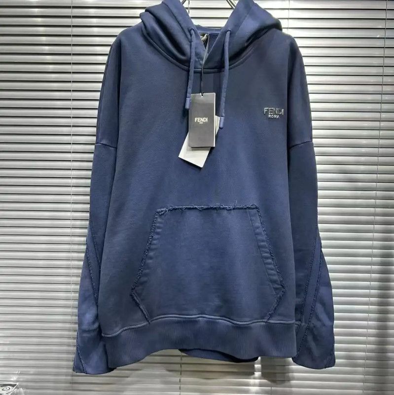 Fendi Fendi Cotton Hooded Sweatshirt in Dark Blue 0089 Size US XXS / EU 40 - 1 Thumbnail