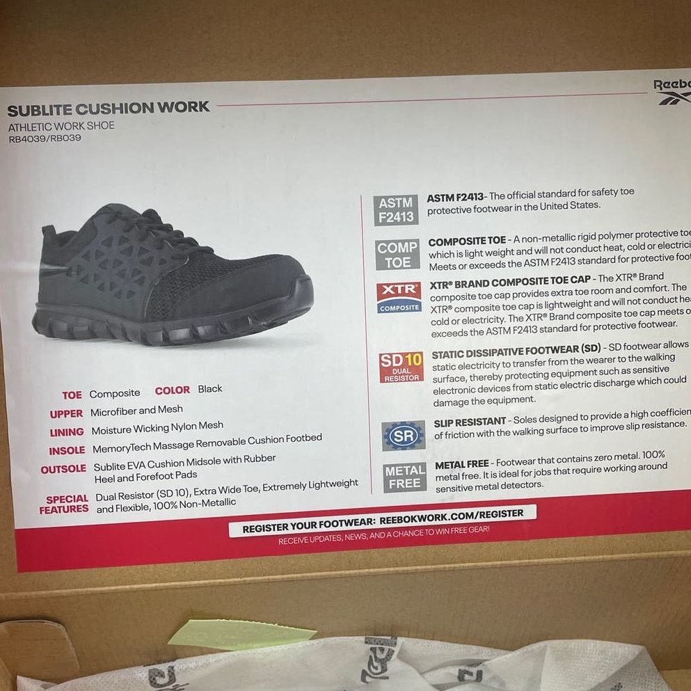 Reebok New In Original Box Reebok Womens 8W Sublite Work Shoes Size US 8 / IT 38 - 8 Thumbnail