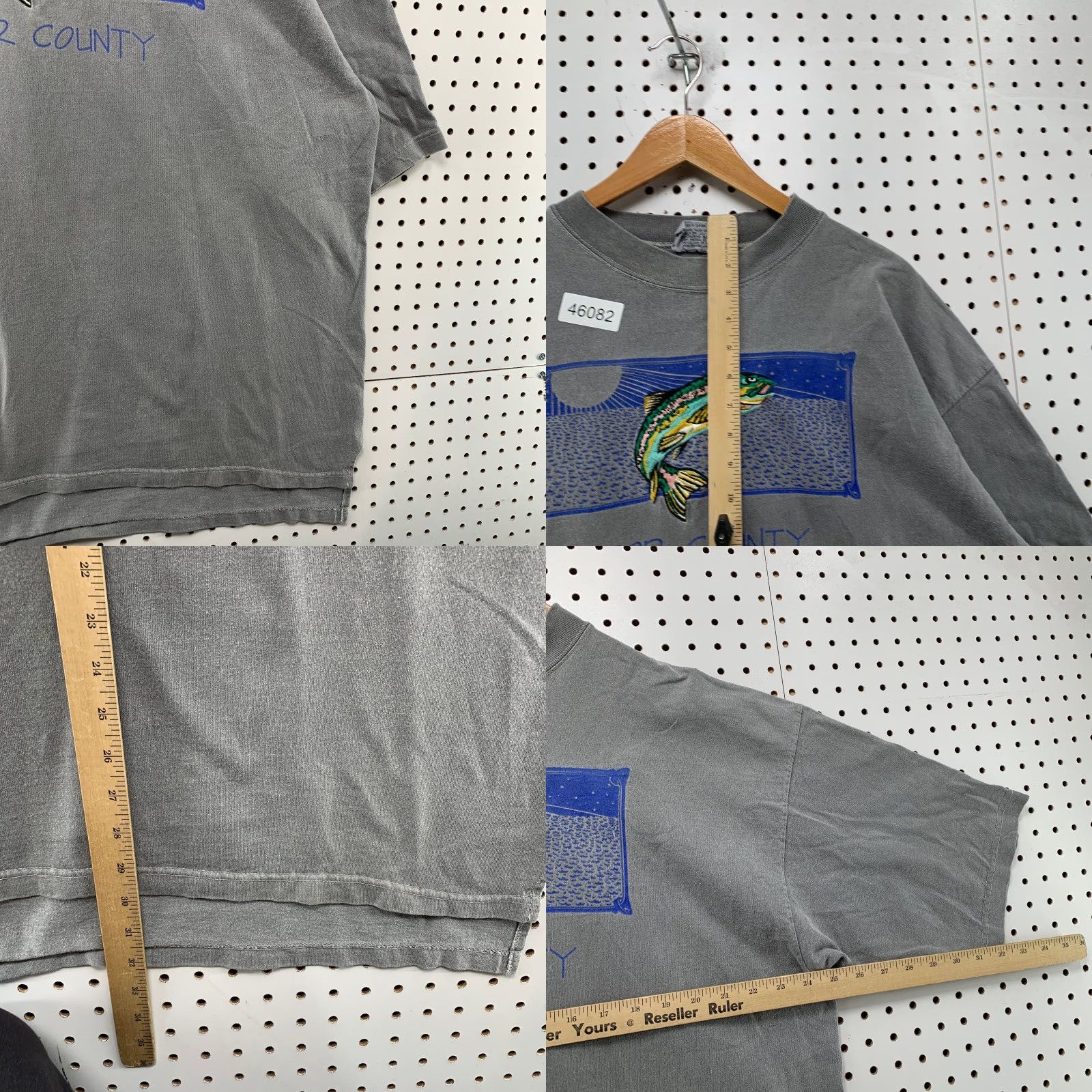 Vintage Vintage Fish Shirt Mens XL Gray Embroidered Door County Outdoor Bass Fishing Outdoor 90s Mens Size US XL / EU 56 / 4 - 8 Thumbnail