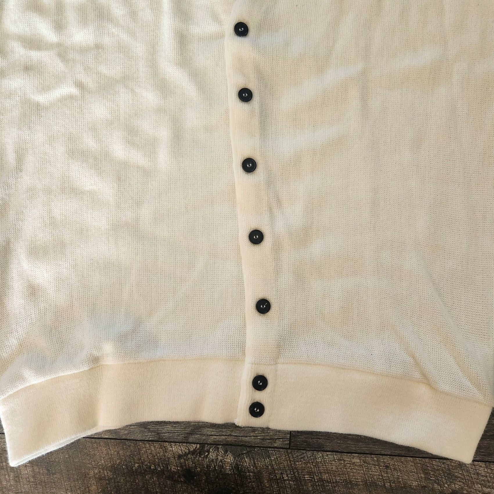 Jantzen VINTAGE Jantzen Sweater Cardigan NOS 90s Kurt Cobain Grunge Men's XL Tall White USA Made Size US XL / EU 56 / 4 - 2 Thumbnail