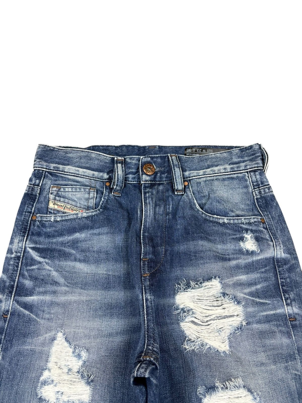 Diesel Vintage Diesel Kameron Blue Wash Distressed Jeans Size 26" / US 2 / IT 38 - 4 Thumbnail