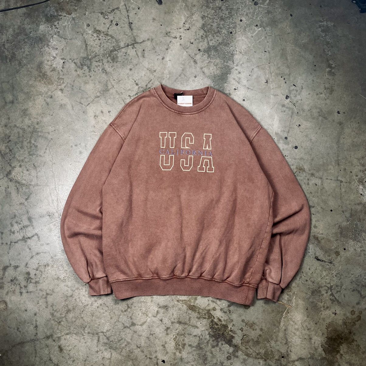 Vintage y2k USA California Washed Brown Boxy Crewneck Size US M / EU 48-50 / 2 - 1 Thumbnail