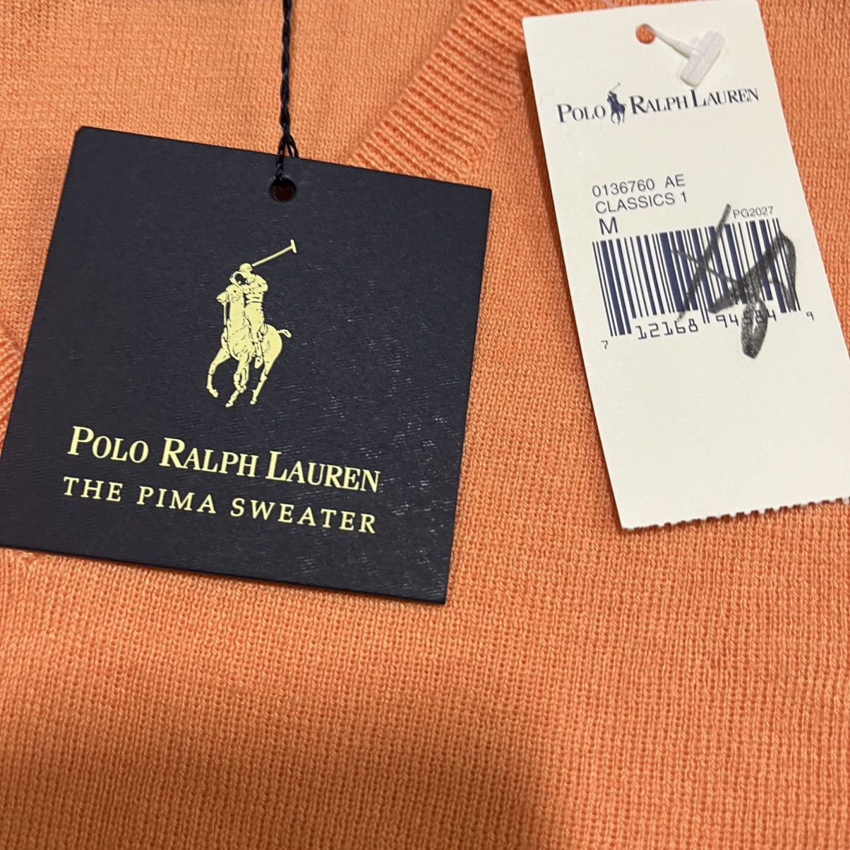 Polo Ralph Lauren Polo Ralph Lauren Orange Small Pony Pima Cotton Sweater NEW Size US M / EU 48-50 / 2 - 5 Thumbnail