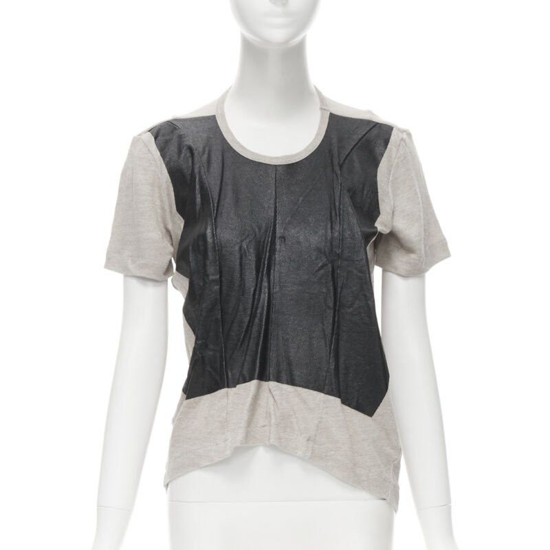 vintage JUNYA WATANABE 1998 grey linen black lacquered front sweater top S