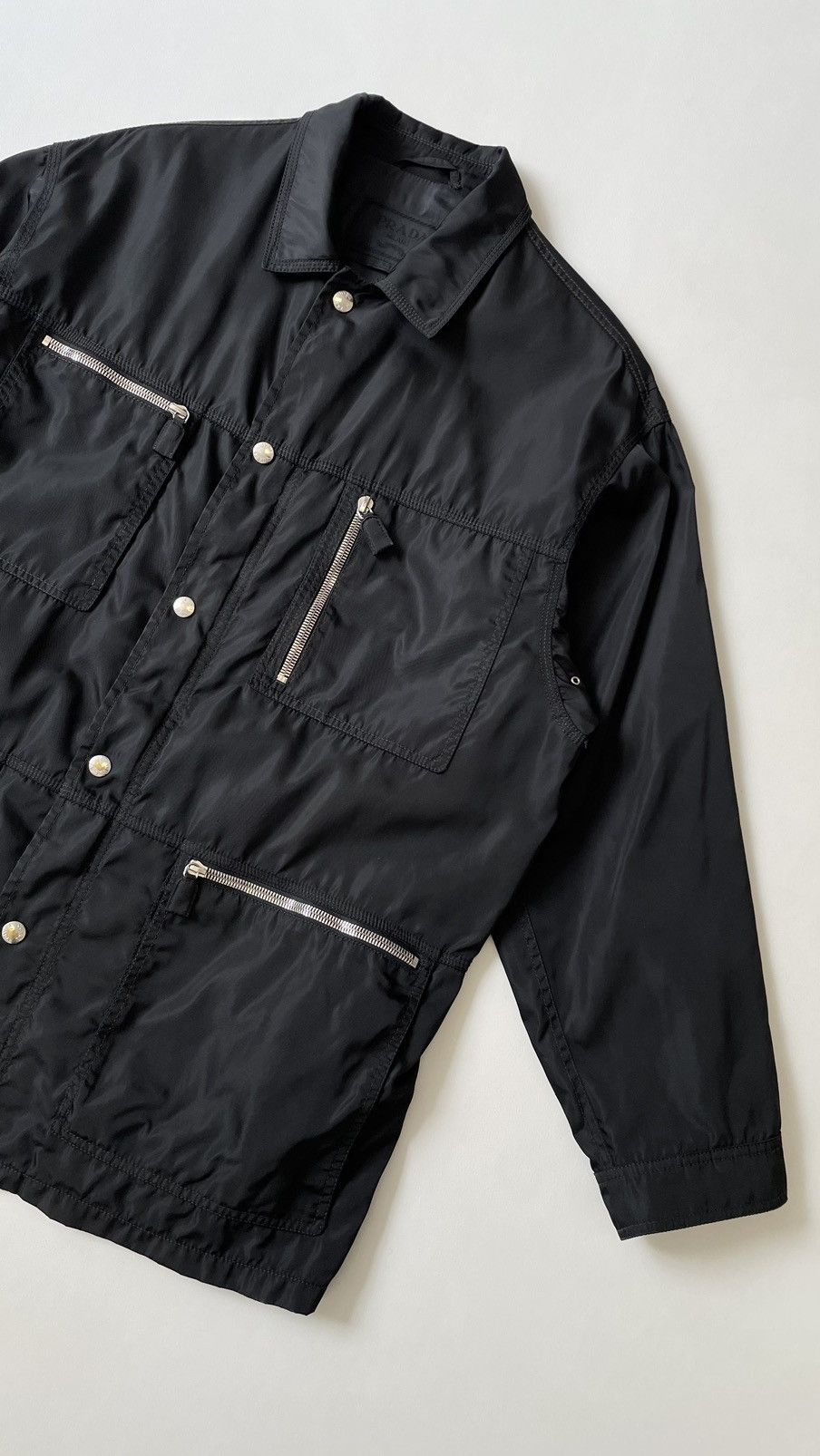 Prada Mid 90s Black Nylon Utility Jacket Size US XL / EU 56 / 4 - 5 Thumbnail