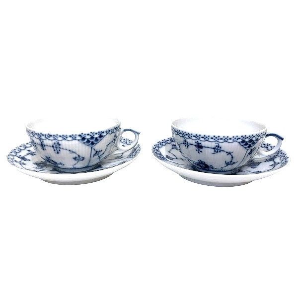 Other Other Royal Copenhagen Blue Fluted Half Lace Teacup Saucer Set Ceramic Other Size ONE SIZE - 1 Thumbnail