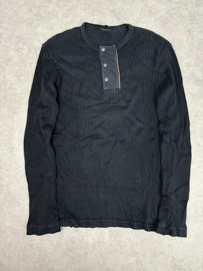 Just Cavalli AW2004 Cavalli Black Henley Ribbed Embroidered Skull Longsleeve Size US M / EU 48-50 / 2 - 1 Thumbnail