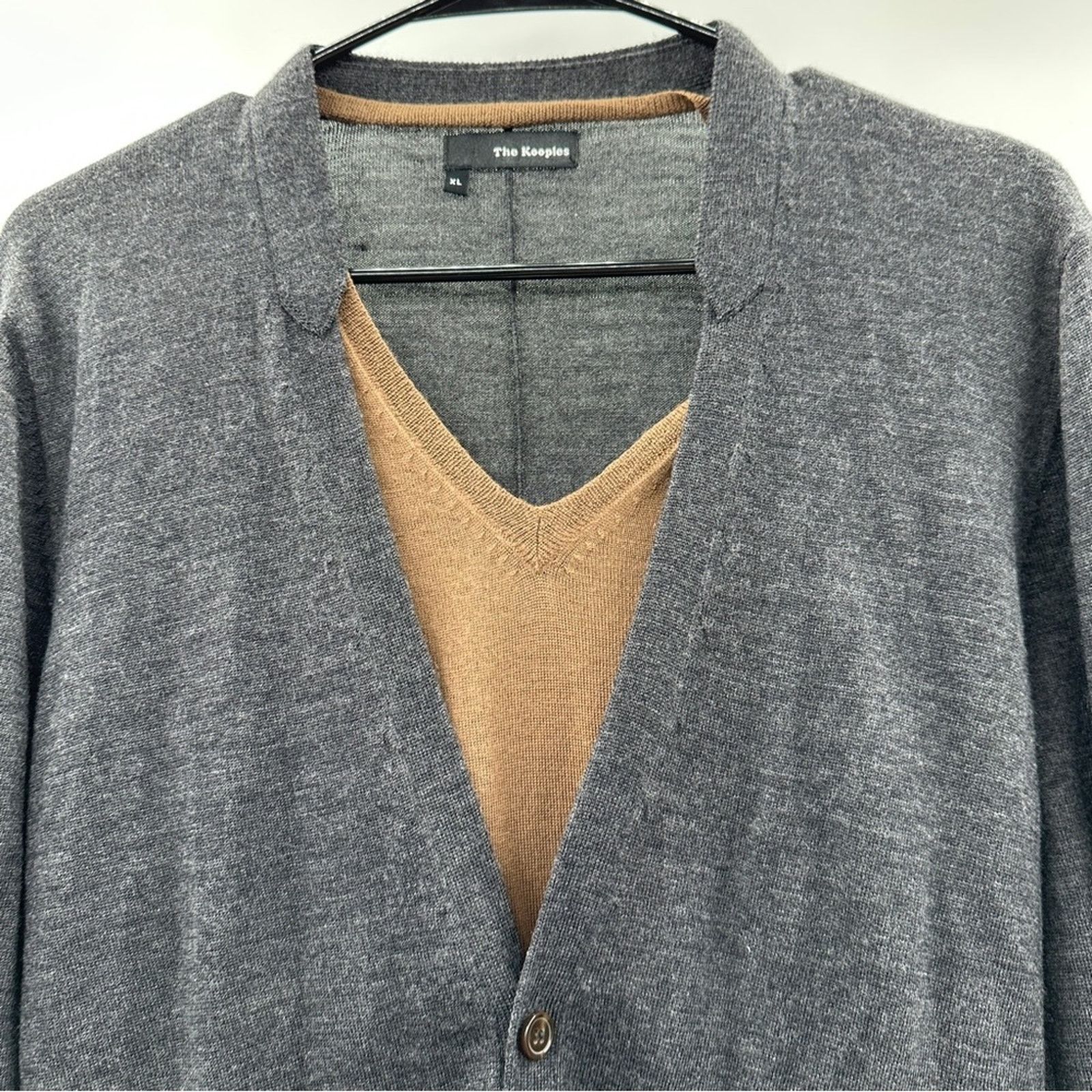The Kooples The Kooples Wool Gray & Tan Long Sleeve Cardigan Sweater Size XL / US 12-14 / IT 48-50 - 2 Thumbnail