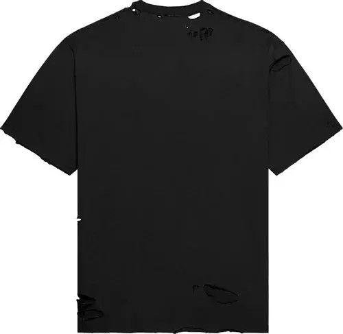 Balenciaga o1la1rc1a1024 Destroyed T-Shirt Boxy Fit in Black/White Size US L / EU 52-54 / 3 - 2 Thumbnail