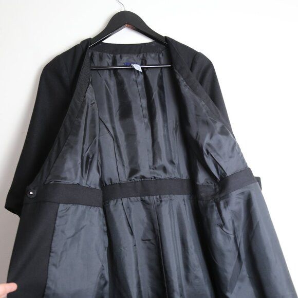 J.Crew J.Crew Black 100% Wool 3/4 Sleeve Belted Wrap Bodycon Dress Size S / US 4 / IT 40 - 3 Thumbnail