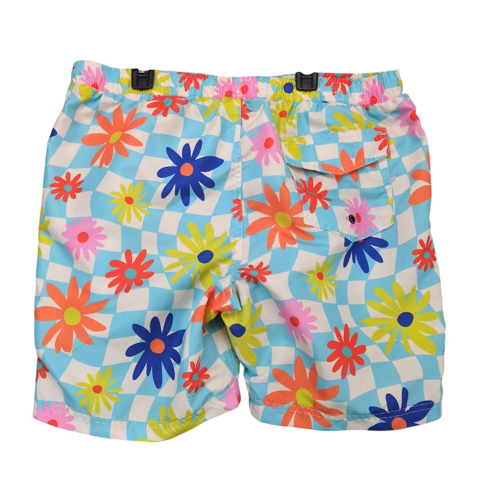 Other Distortion Men's XL Retro Hippie Floral Check 7" Swim Trunks Size US 34 / EU 50 - 2 Thumbnail
