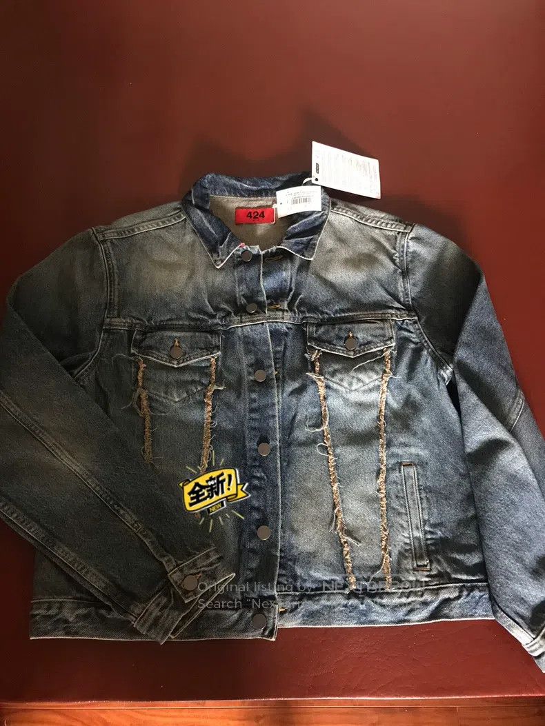 424 424 Cashew Flower Collar Denim Jacket Size US L / EU 52-54 / 3 - 1 Thumbnail