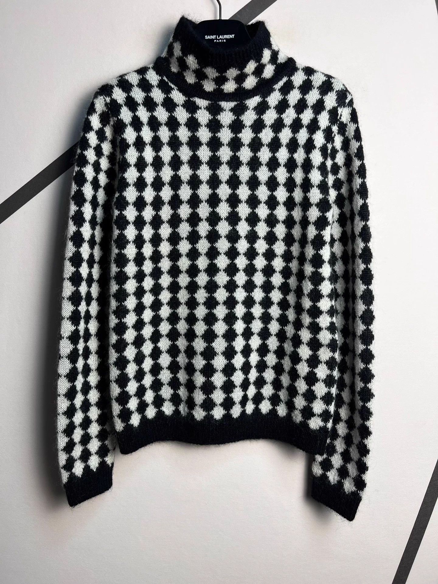 Saint Laurent Paris Saint Laurent SLP Diamond Pattern Turtleneck Wool Sweater Size XS / US 0-2 / IT 36-38 - 1 Thumbnail
