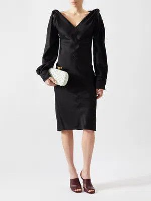 Bottega Veneta o1y0725 Midi Dress in Black Size XS / US 0-2 / IT 36-38 - 5 Thumbnail