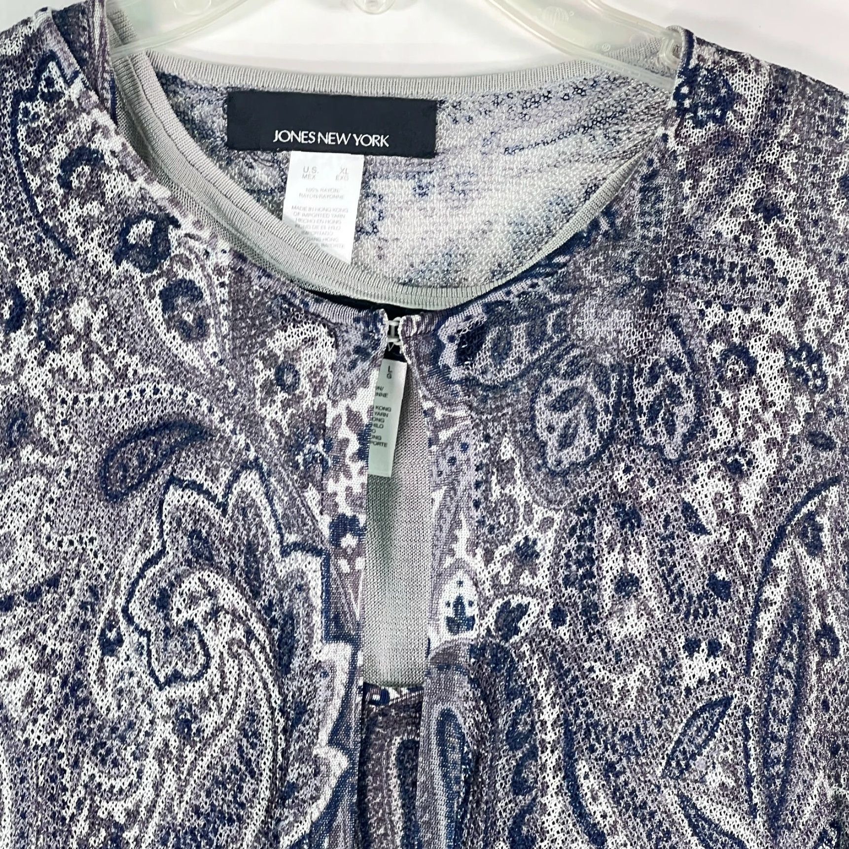 Jones New York Jones New York Woman Blouse Tunic XL Multicolor Paisley Long Sleeve Round Neck Collarless Shirt Women's 90s? Size XL / US 12-14 / IT 48-50 - 3 Thumbnail