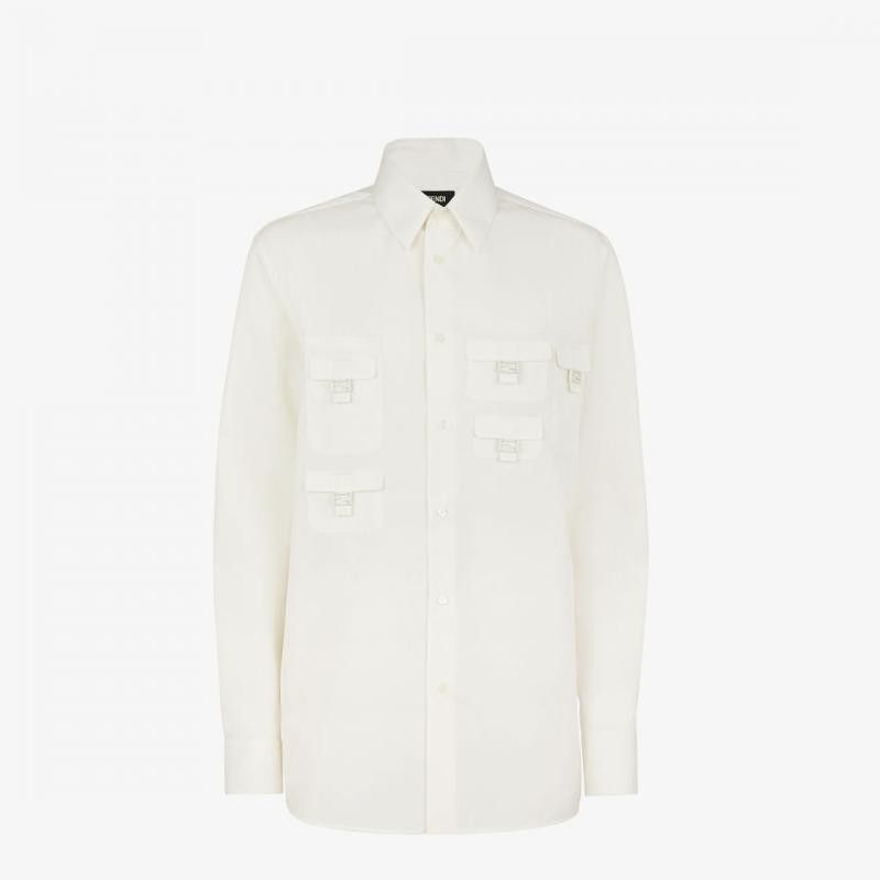 image of Fendi O1Loc1C0124 Shirt In Off White, Men's (Size Large)