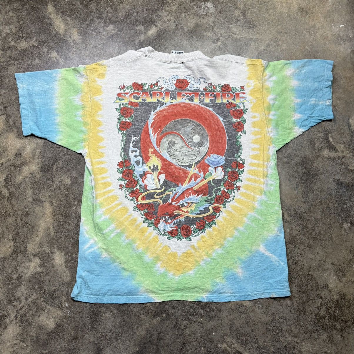 vintage grateful dead tye dye ying yang dragon band tshirt