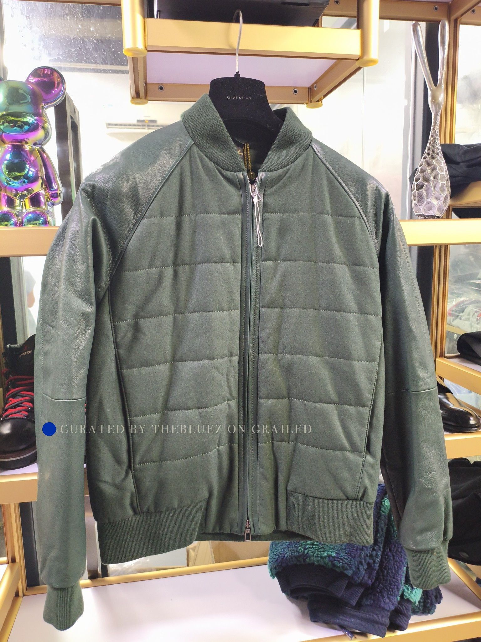 Loro Piana Green Quilted Leather Bomber Jacket Size US M / EU 48-50 / 2 - 1 Thumbnail