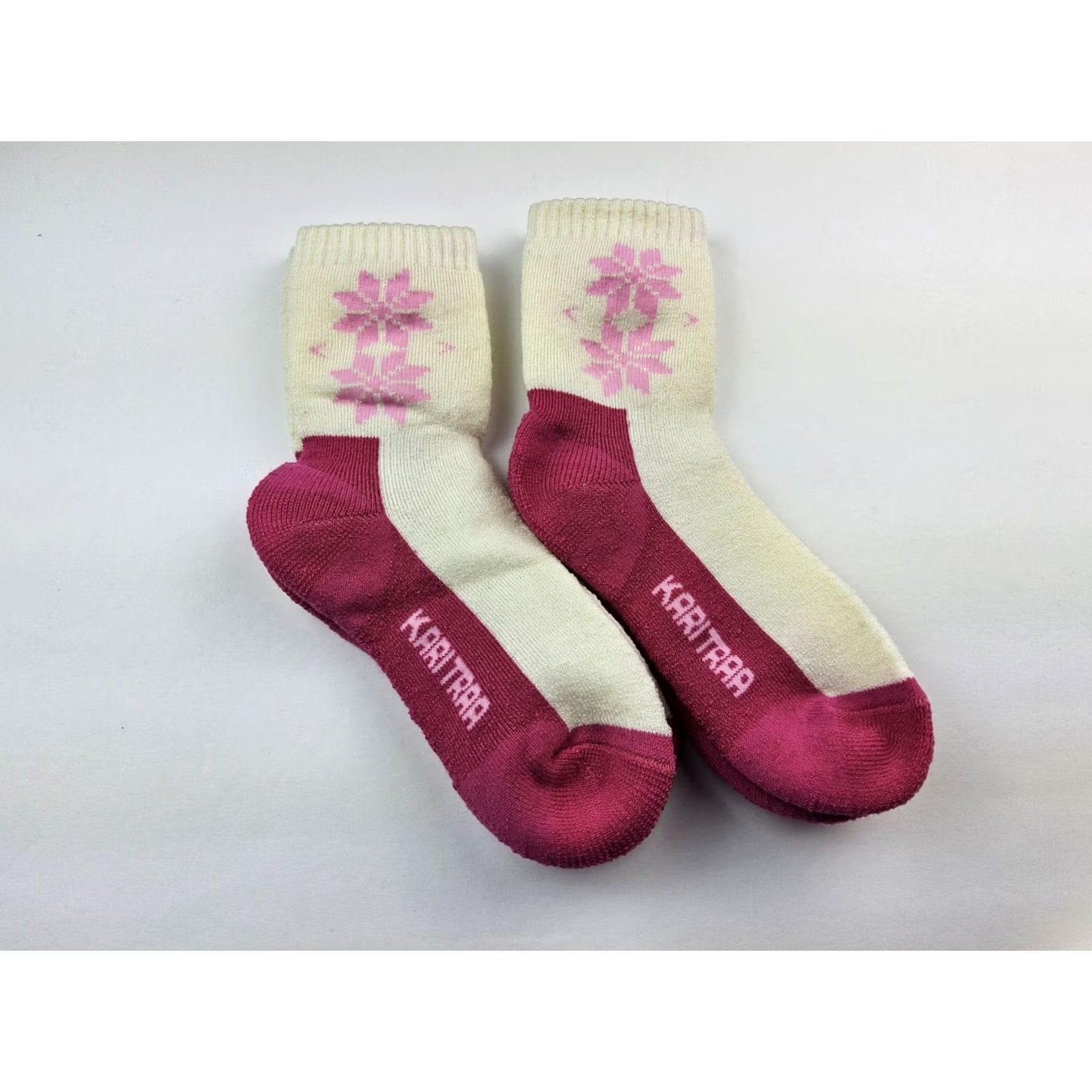 Vintage Kari Traa Socks Lot Of 2 Pairs Nordic Pattern Wool Blend Pink Size 34-36 Women Size ONE SIZE - 2 Thumbnail