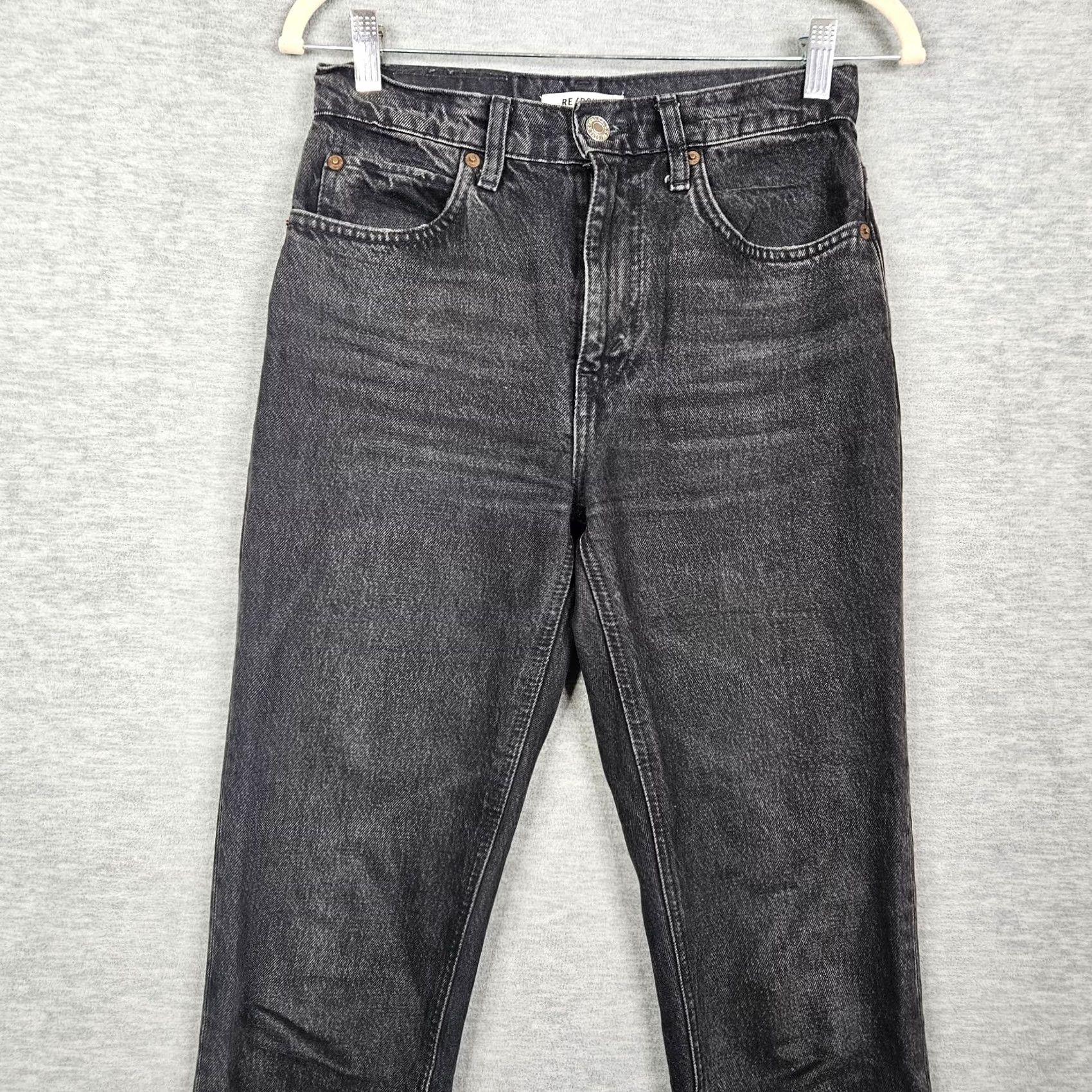 RE/DONE Re/Done Jeans Women’s Dark Wash Cotton 5-Pocket Straight Leg Size 2 Black Denim Vintage? No — Solid Brown? (No) Size 26" / US 2 / IT 38 - 3 Thumbnail