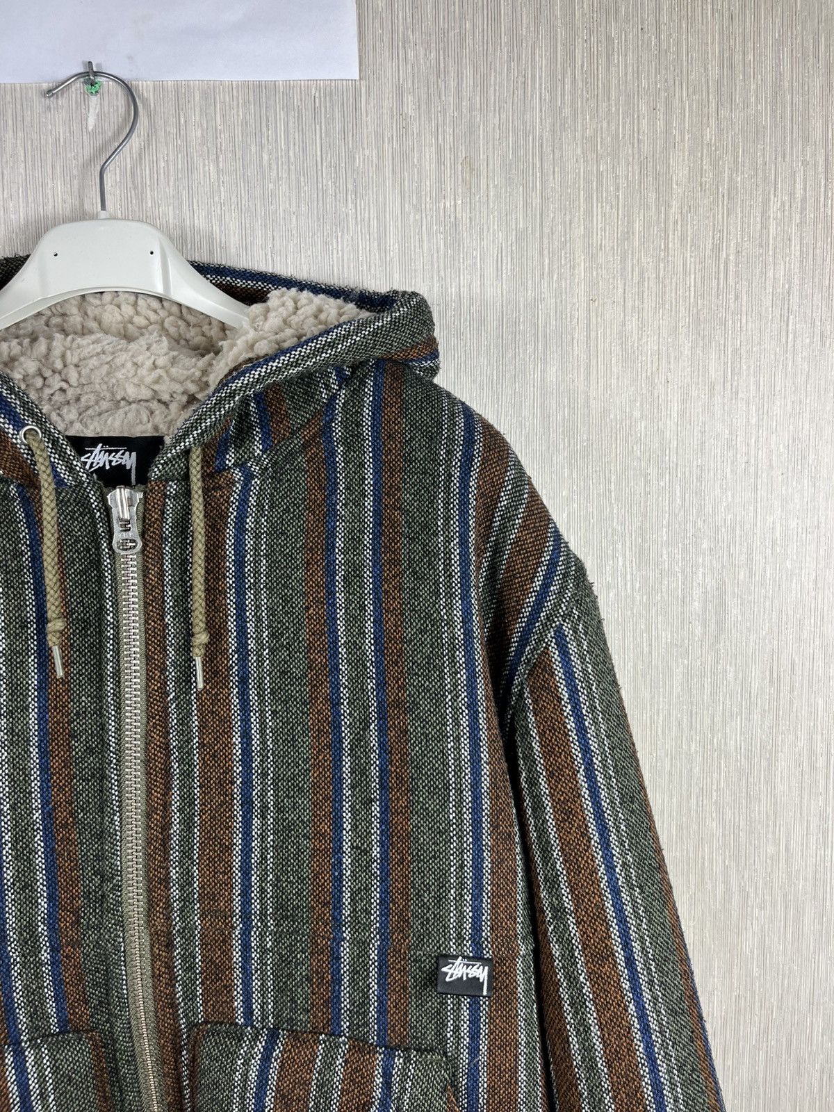Stussy × Vintage Vintage Stussy wool work jacket striped insulated sherpa Size US M / EU 48-50 / 2 - 4 Thumbnail