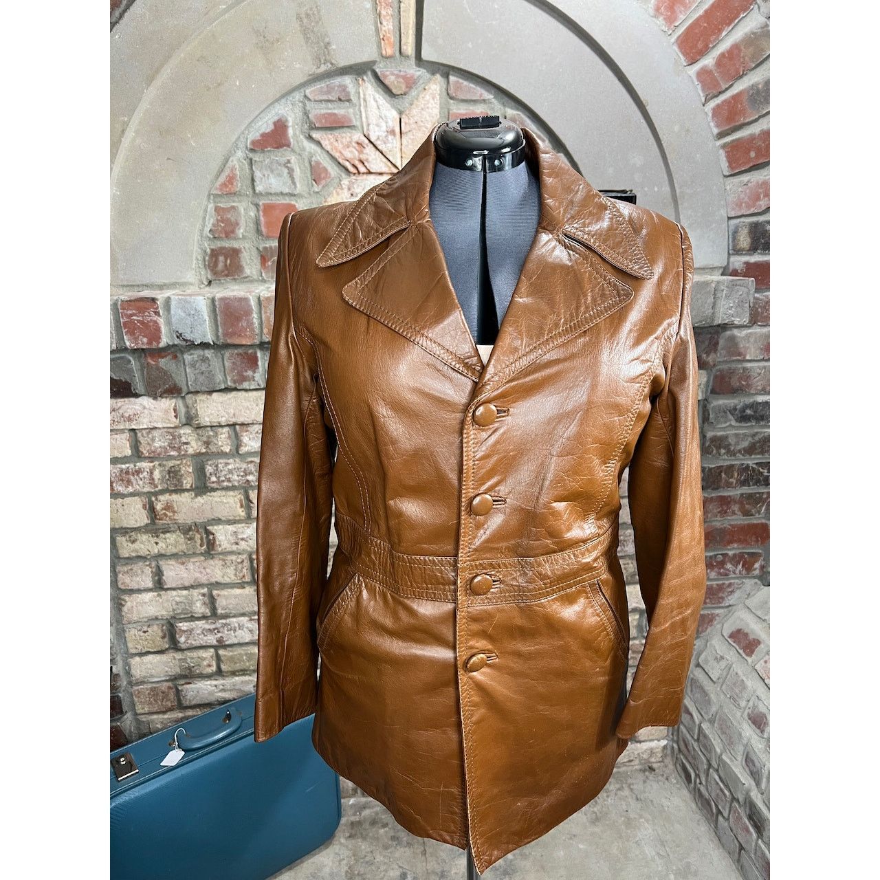 leather Jacket spy style carmel brown