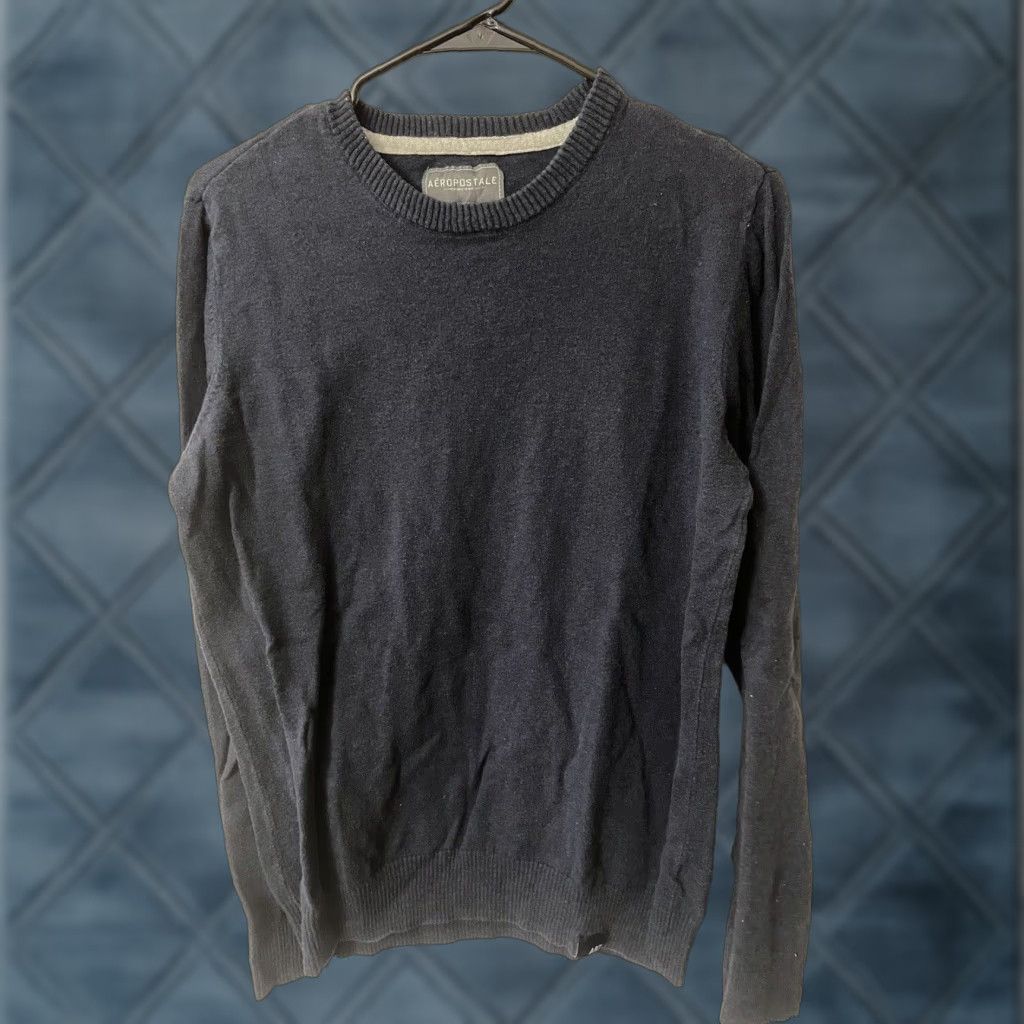 Vintage Aéropostale Sweater Mens Medium Long Sleeve Crew Neck Knit Navy Blue Pullover Regular Mens Size US M / EU 48-50 / 2 - 1 Thumbnail