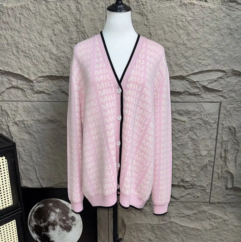 Miu Miu Pink Wool Cardigan for Women 0089