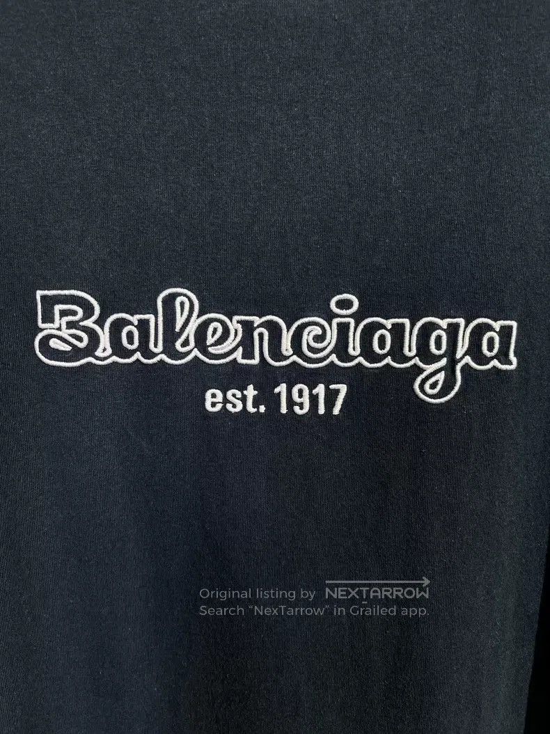 Balenciaga Balenciaga Dark Blue Cursive Letter Short Sleeve Size US M / EU 48-50 / 2 - 3 Thumbnail