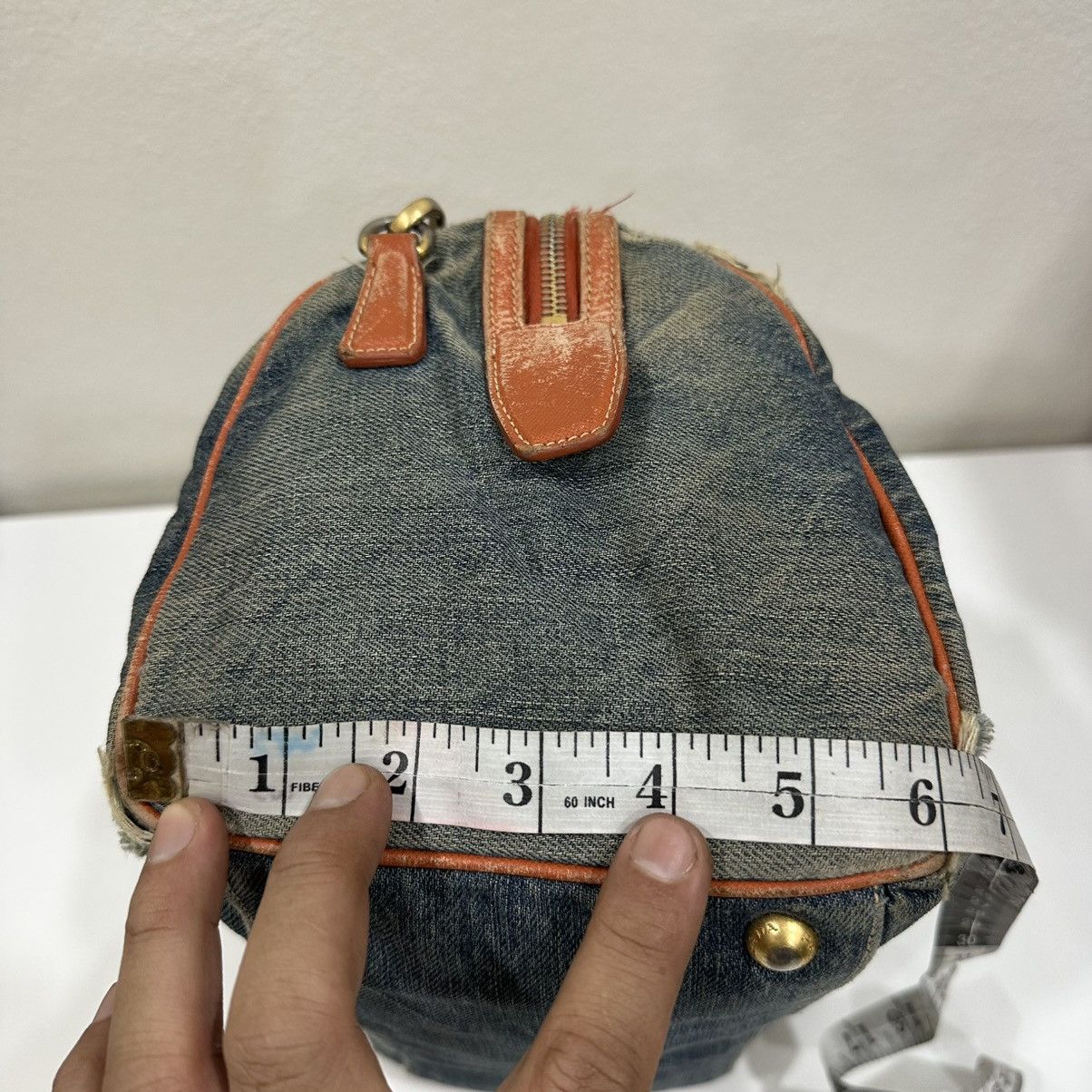 Prada PRADA DISTRESSED DENIM BAULETTO 2 WAY BOSTON BAG Size ONE SIZE - 19 Thumbnail