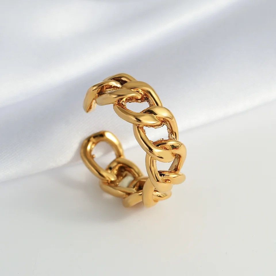 Jewelry gold cuban link ring Size ONE SIZE - 3 Thumbnail