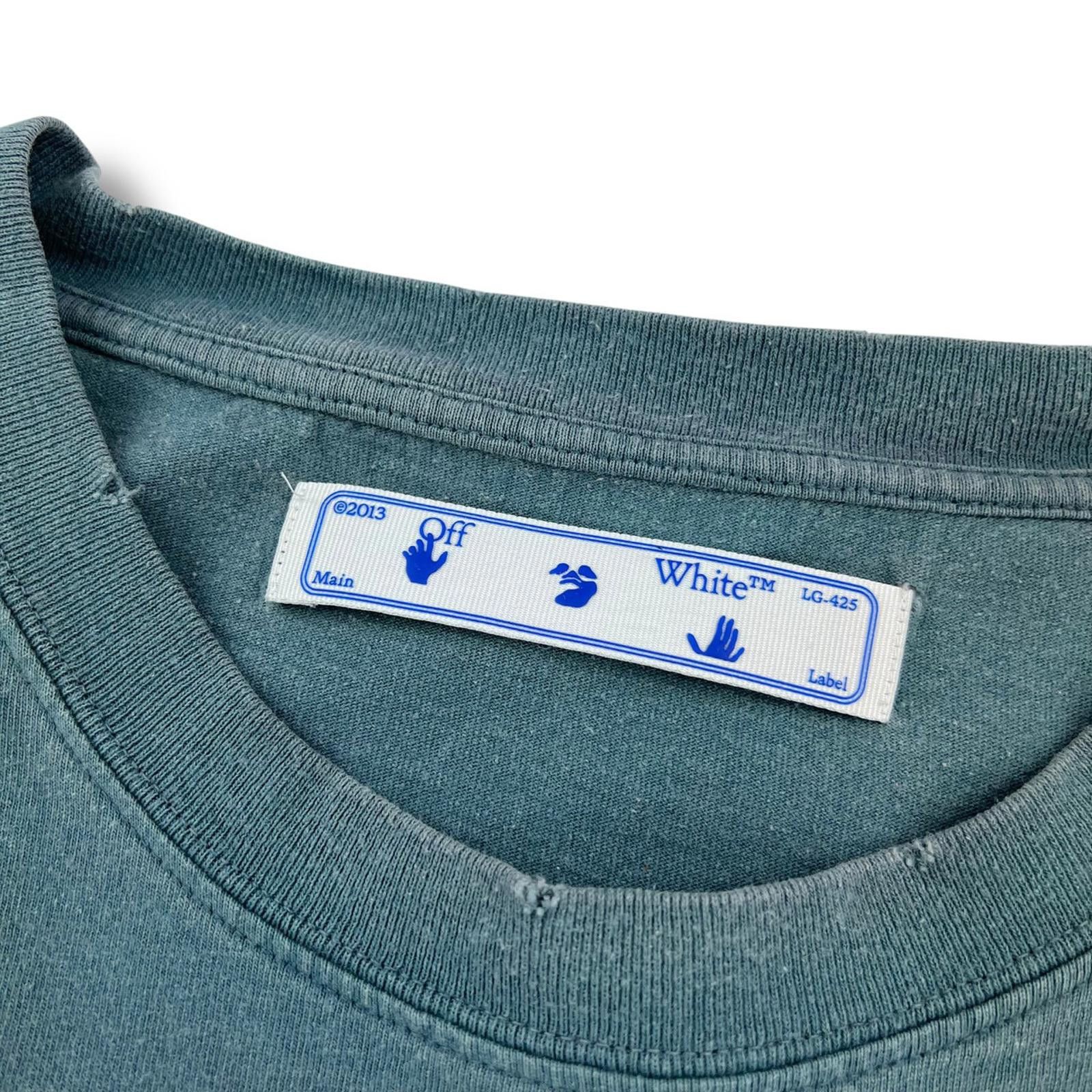 Off-White Off-White Hand Print Distressed Teal T Shirt Size US XL / EU 56 / 4 - 7 Thumbnail