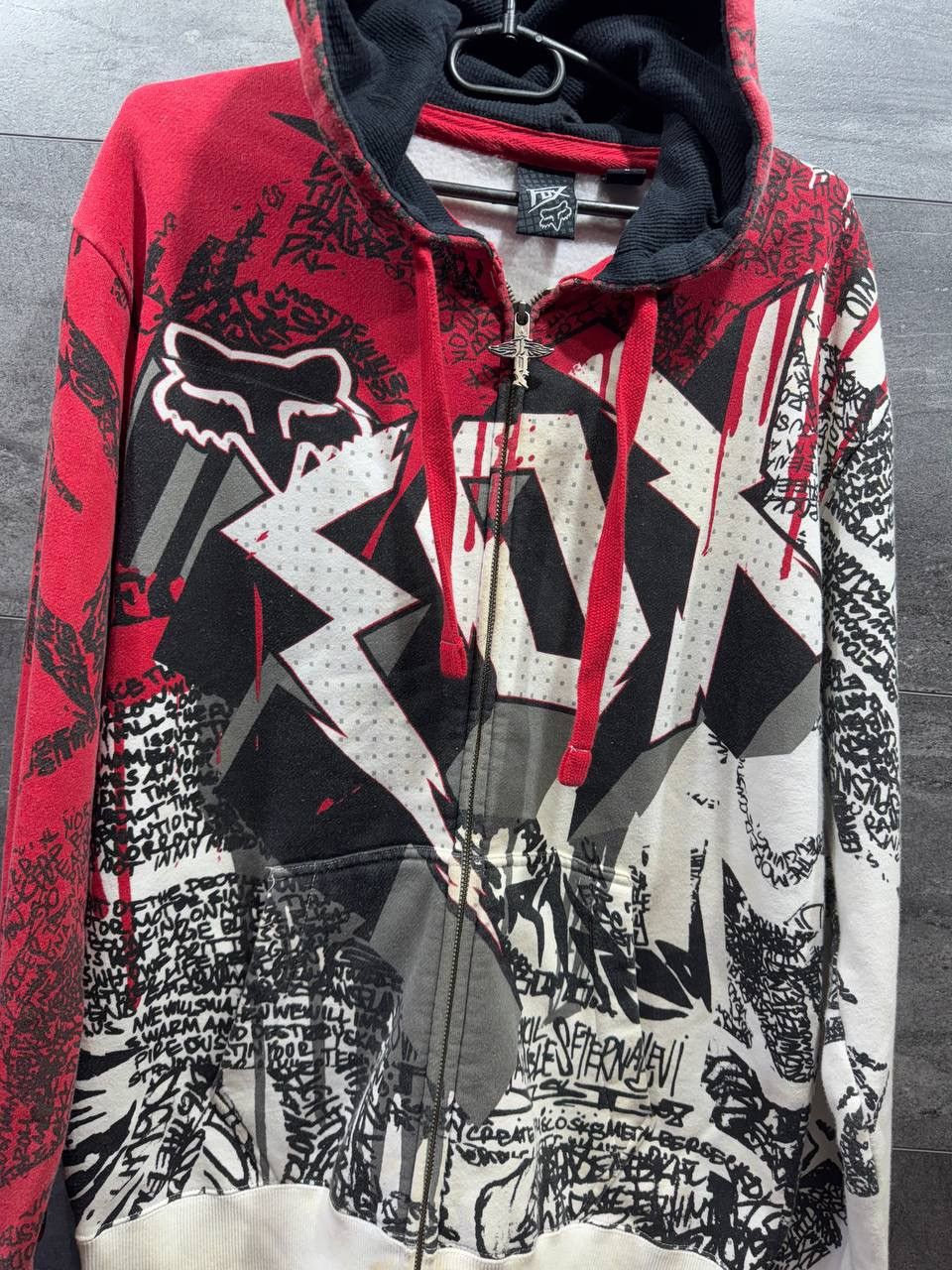Vintage Vintage Sasquatch Zip Up Hoody Fox Racing Red Distressed Y2K Size US L / EU 52-54 / 3 - 3 Thumbnail
