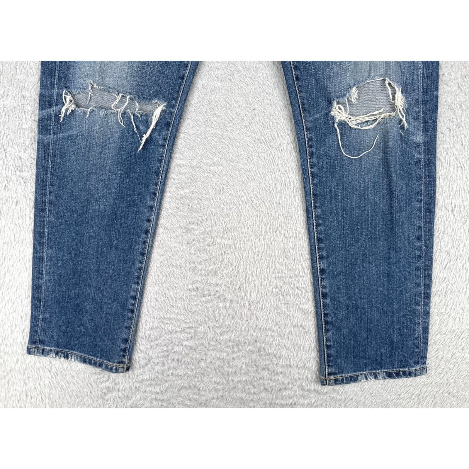 Vintage AG Adriano Goldschmied Jeans Womens 24R Blue The Ex-Boyfriend Slim Distressed Jeans Size 42" / US 20 - 2 Thumbnail