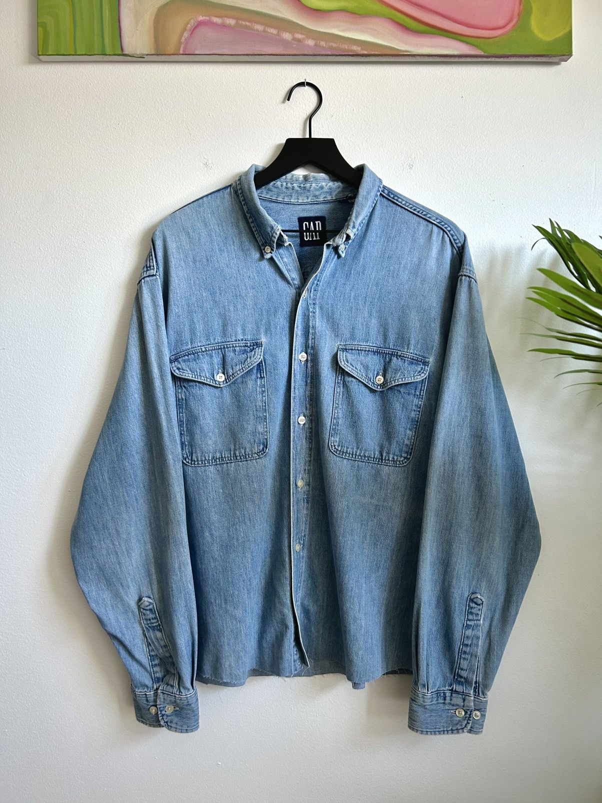 Gap Vintage 1990s GAP Cropped Denim Button Down Size US L / EU 52-54 / 3 - 1 Thumbnail