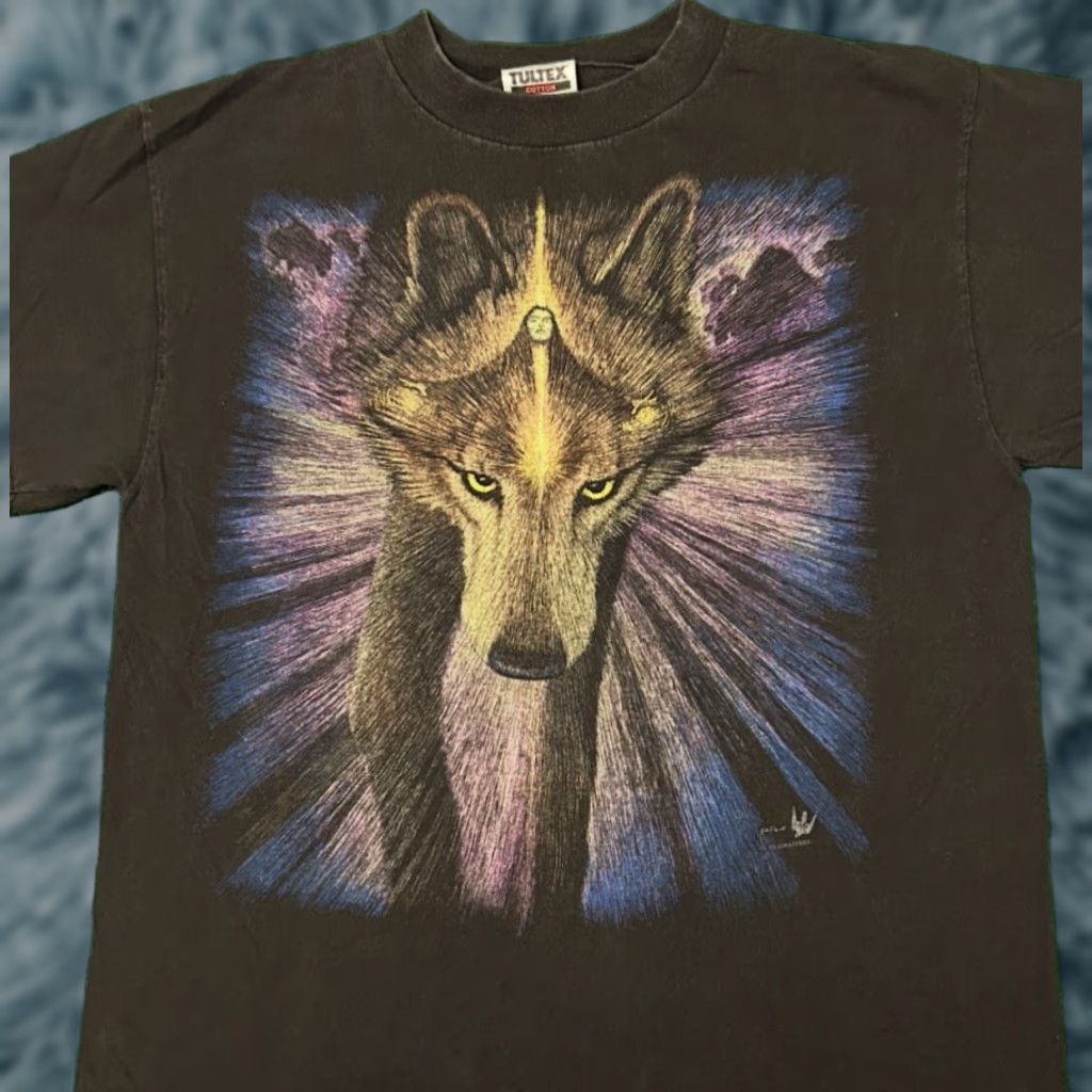 Vintage VINTAGE Nature Wolf Art Tee 90s Black Mens Size Medium VTG Shirt Size US M / EU 48-50 / 2 - 1 Thumbnail