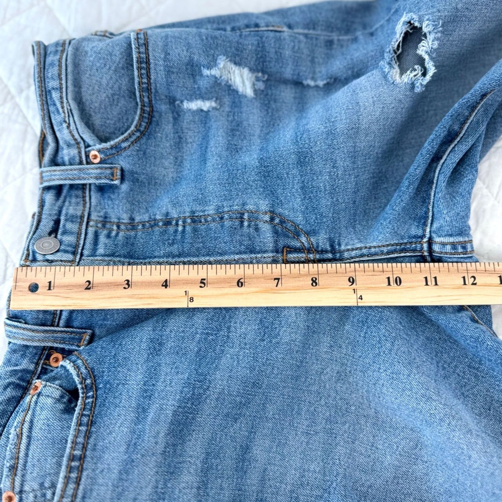Levi's Levi's Jeans Womens Straight Blue Distressed Raw Hem Denim Size 29 Size 29" - 5 Thumbnail