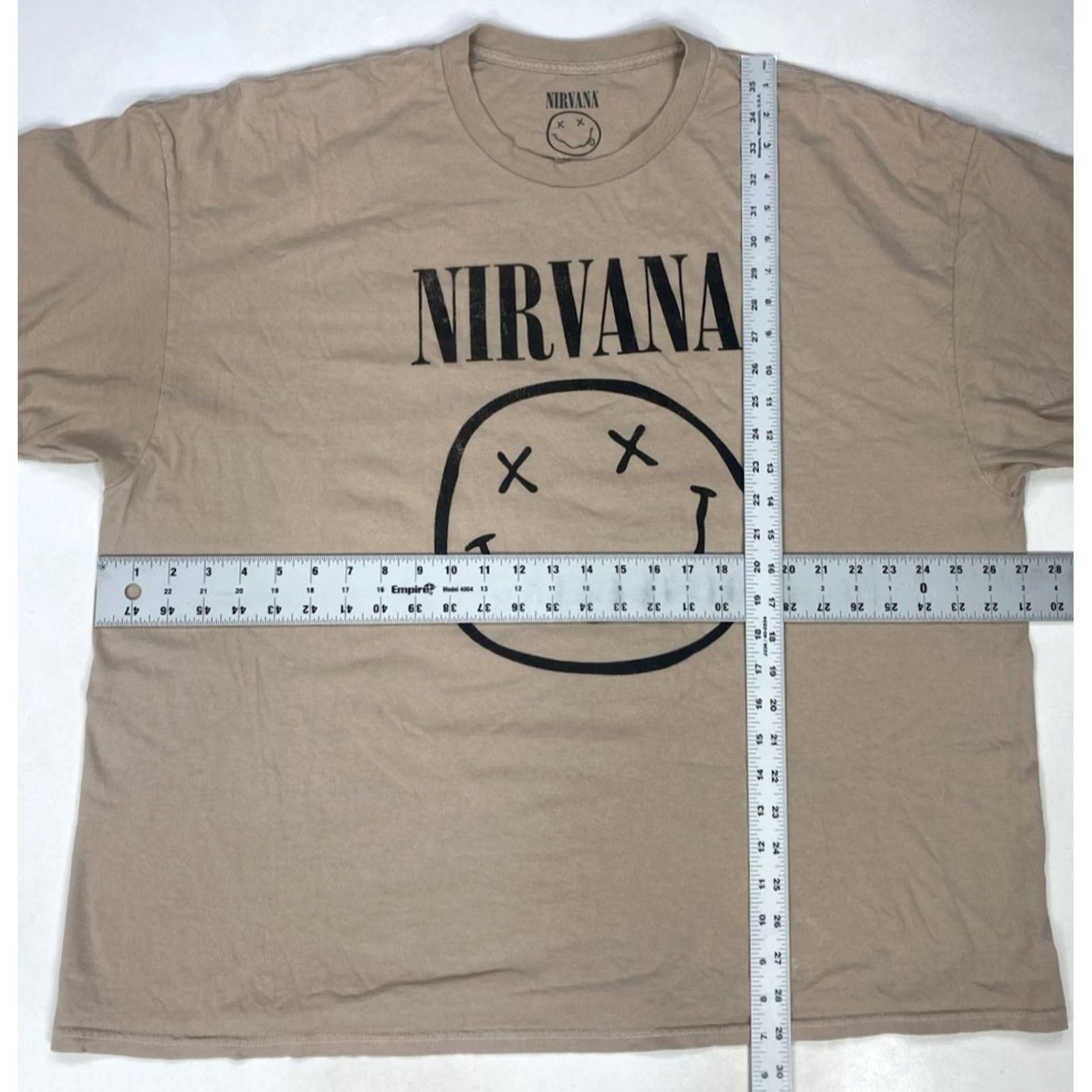 Vintage VINTAGE Nirvana Shirt Men 3XL Beige Short Sleeve Graphic T-Shirt Music Band Happy Face Tee Size US XXL / EU 58 / 5 - 7 Thumbnail