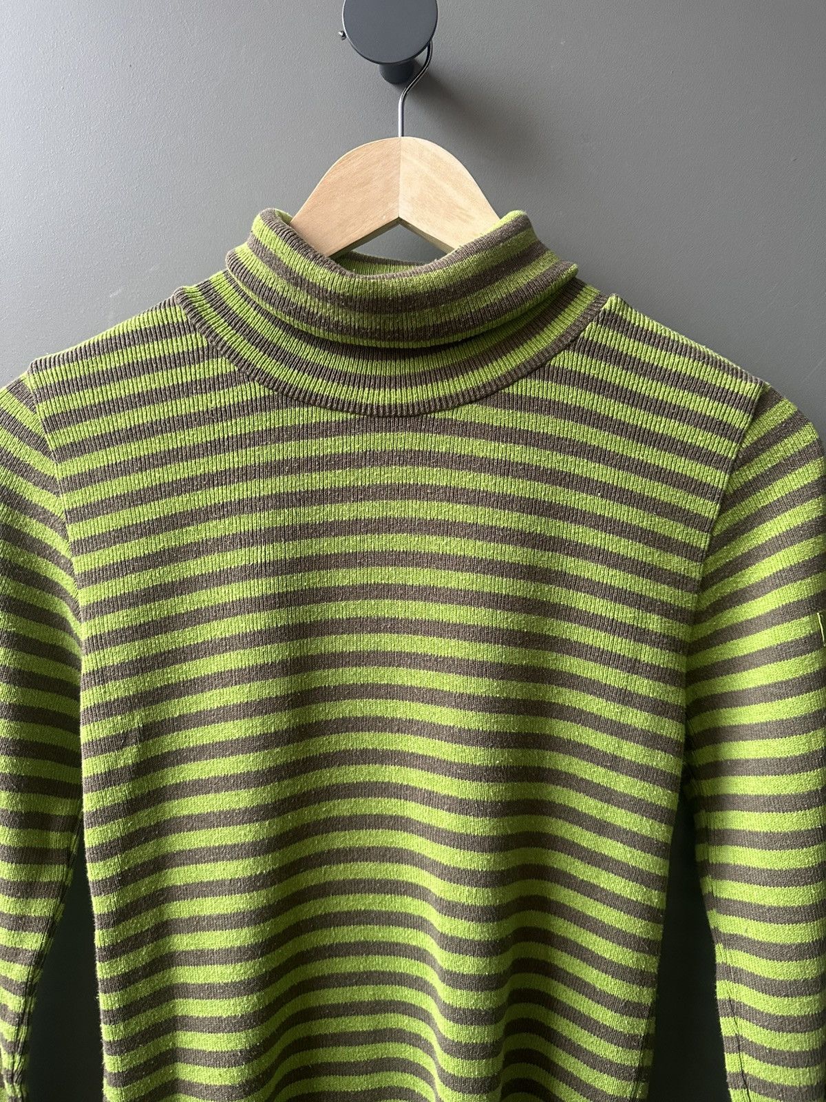 Freeman T. Porter Freeman T. Porter Green Brown Stripped Ribbed Turtleneck Size M / US 6-8 / IT 42-44 - 2 Thumbnail