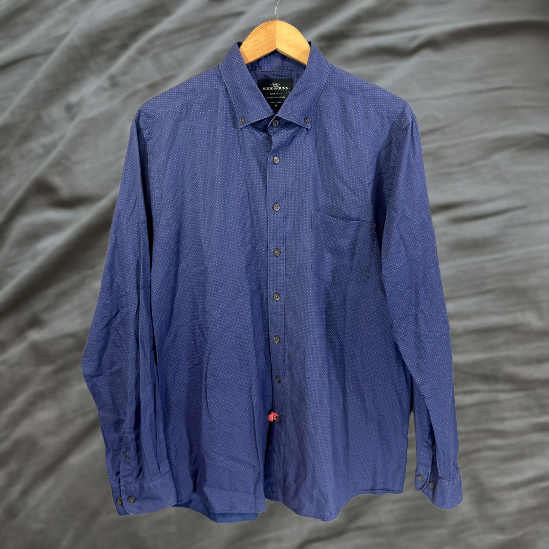 Rodd & Gunn Rodd & Gunn Shirt Mens XL Blue Geometric Button-Down Dress Shirt Sports Fit Size 46R - 1 Thumbnail
