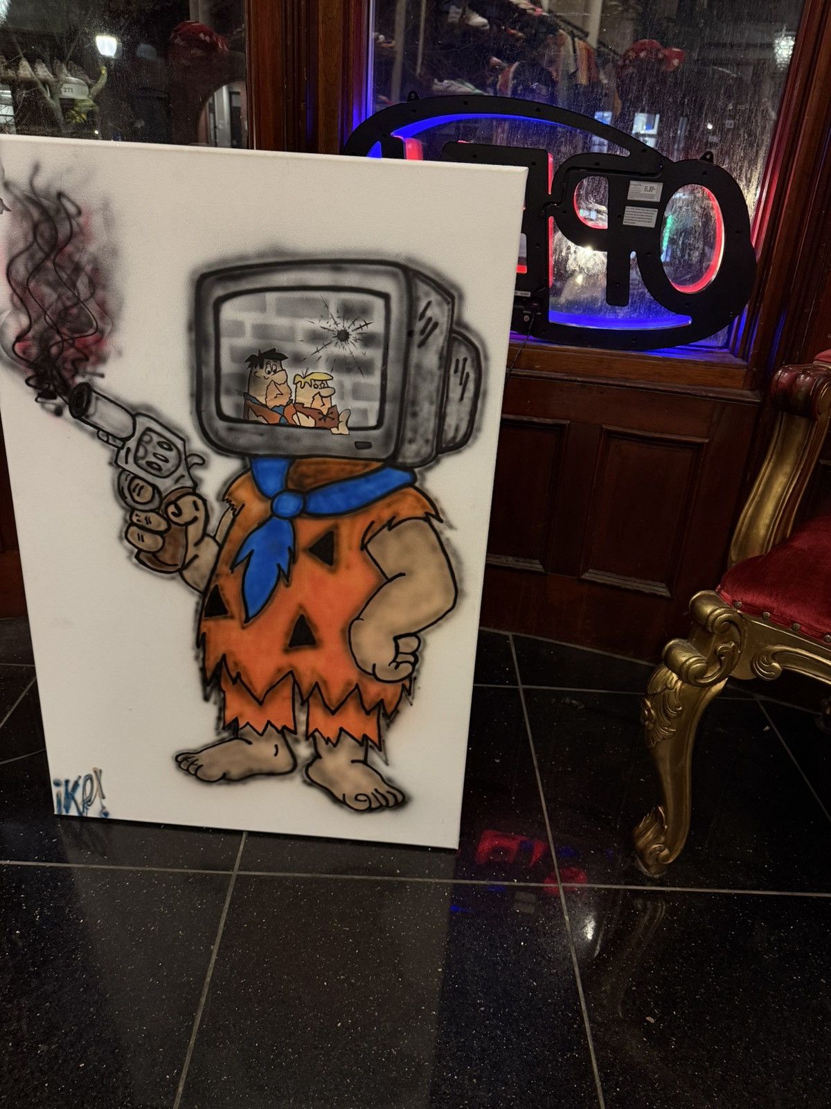 Supreme Fred flint stone art piece i airbrushed Size 30 - 1 Thumbnail