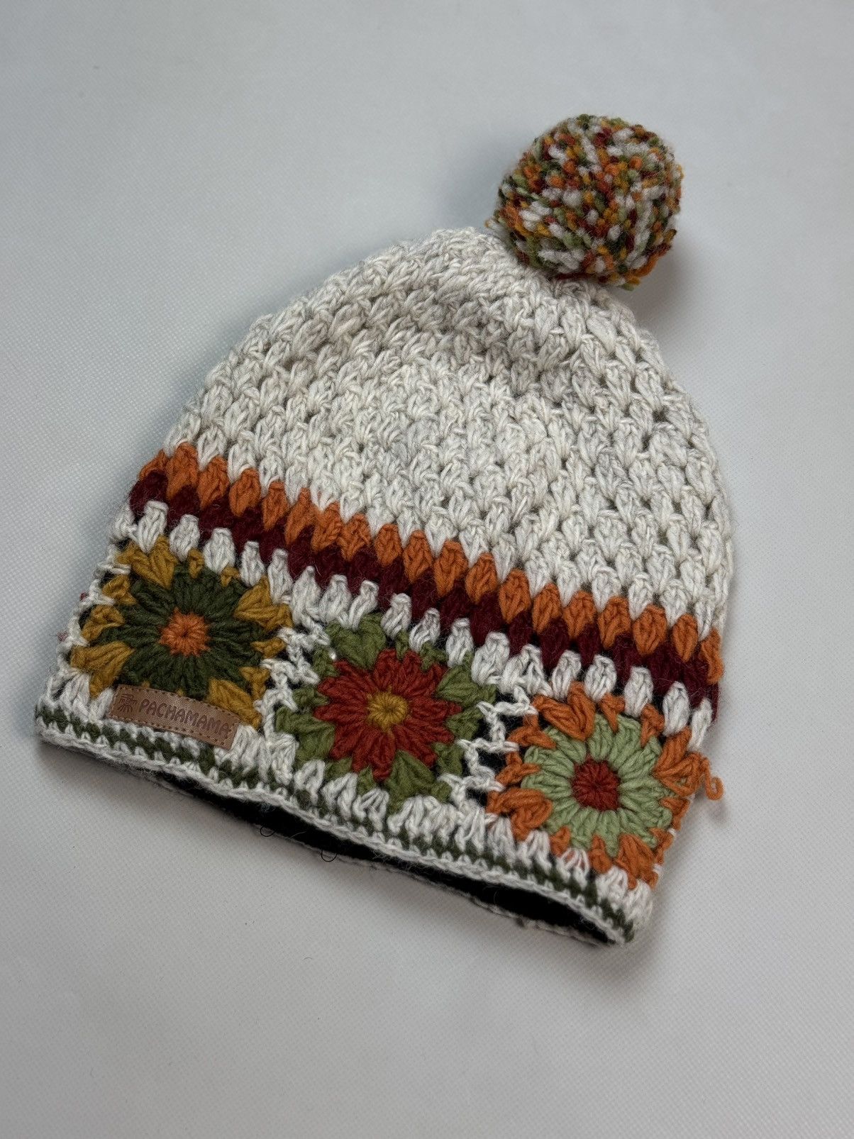 Other Pachamama Floral Pattern Hand Knitted Bobble Beanie Hat Size ONE SIZE - 4 Thumbnail