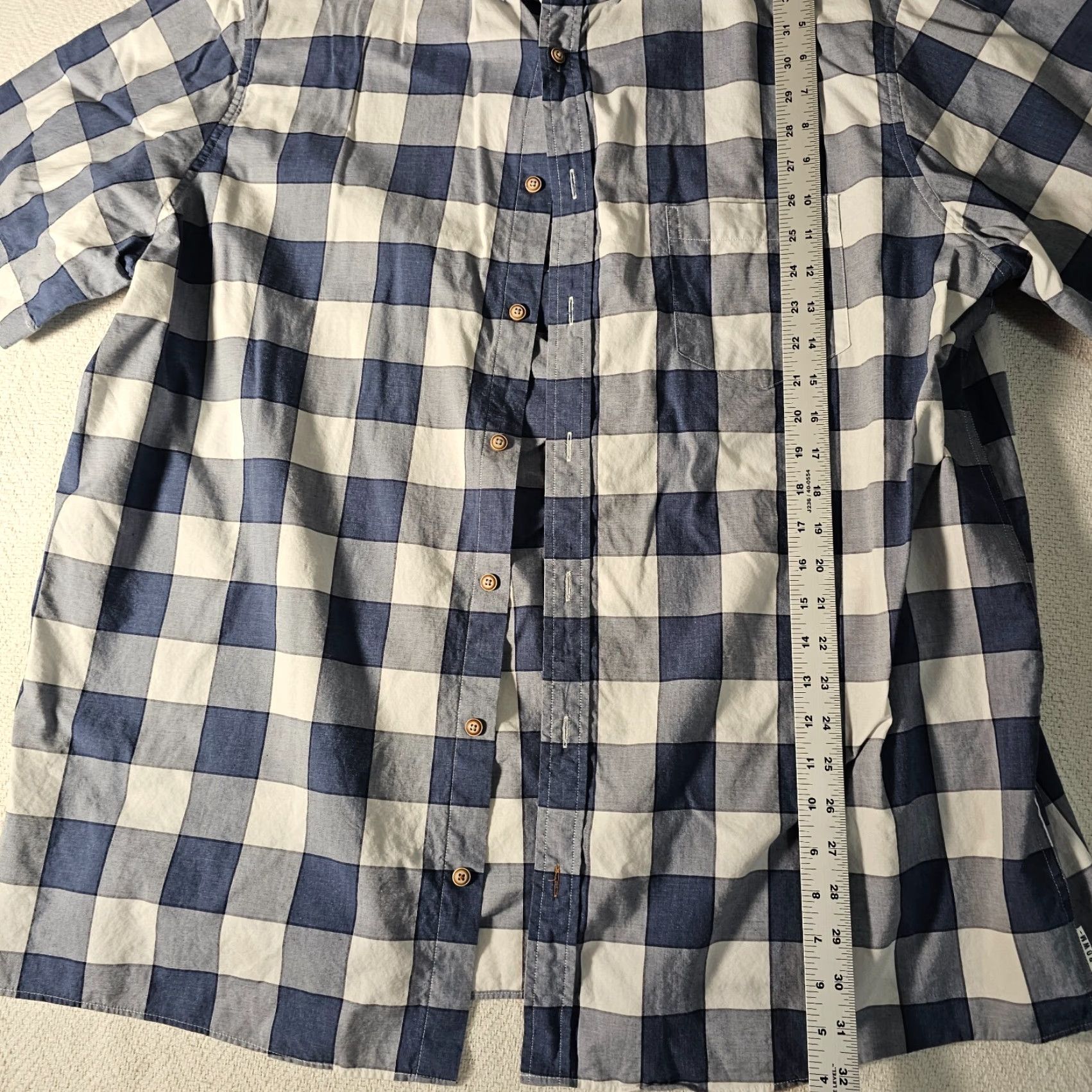 Vintage Rowm Button-Up Shirt 2XT Blue Check Pocket Stretch Short Sleeve Mens Regular Tall Collared Shirt Size US XXL / EU 58 / 5 - 5 Thumbnail